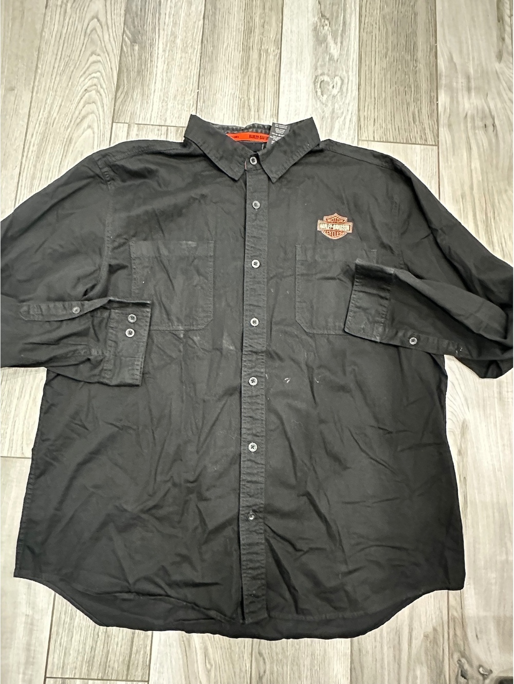 Harley-Davidson Men's Black Long Sleeve Button-Up Shirt Size 2XL